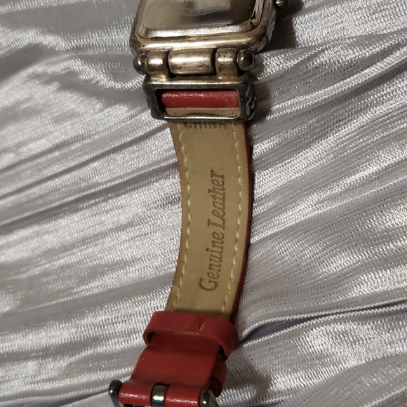 Ecclissi Women's Sterling 925 Silver Square Watch with Red Leather Strap - Picture 6 of 6